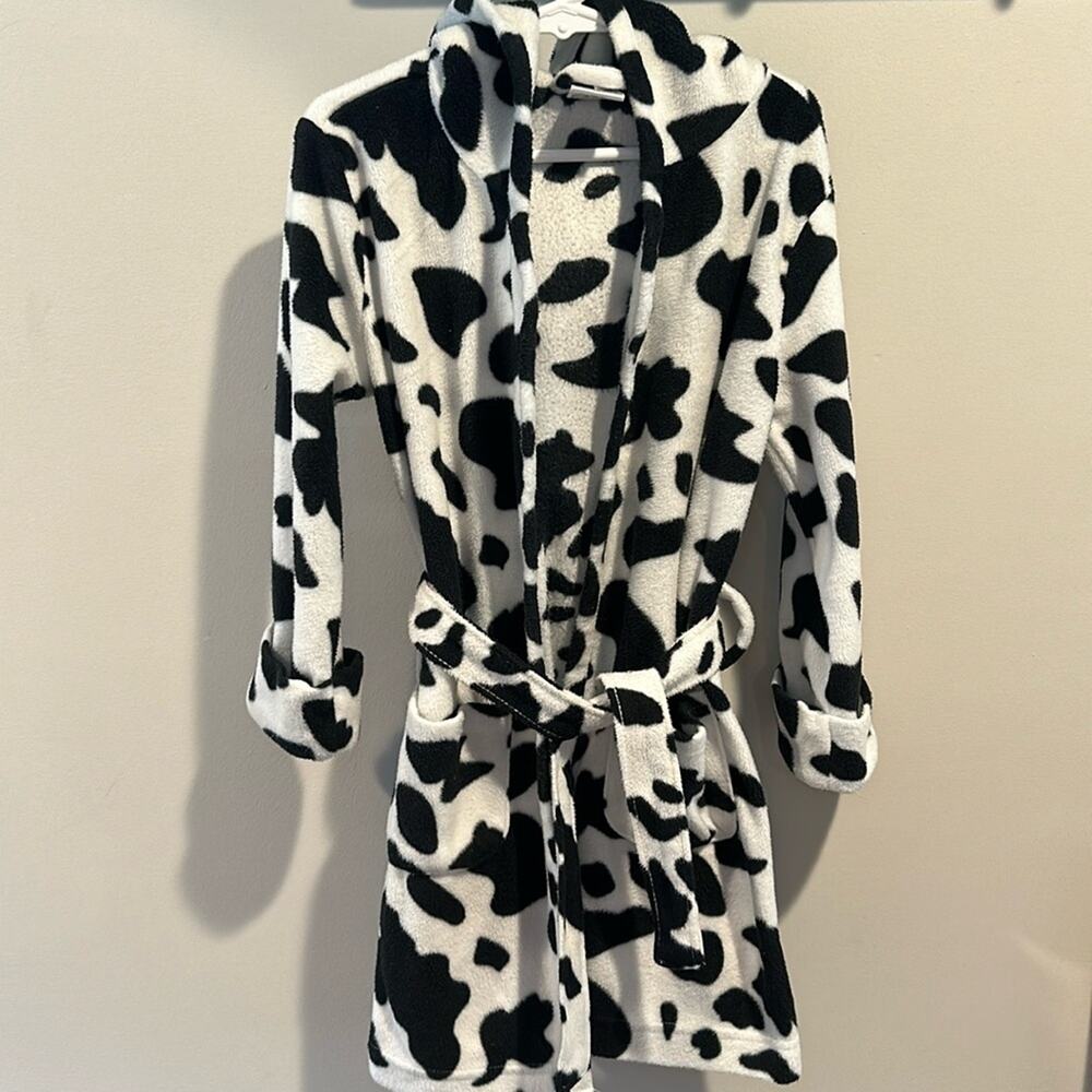 Leveret Toddler Size 4 Cow Print‎ Hooded Bath Robe